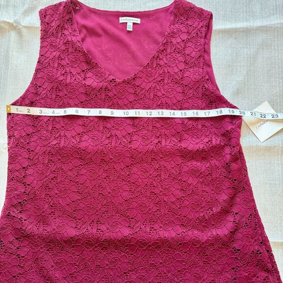 NWT Croft & Barrow Sleeveless Burgundy Lace Tank Top V-Neck Lightweight Size PXL - Picture 5 of 8